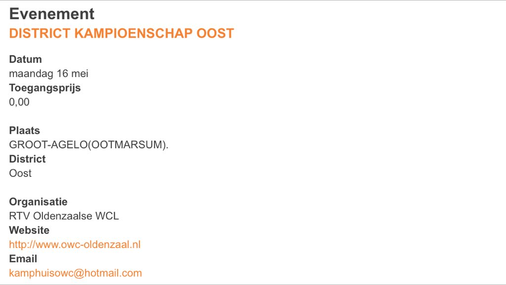 Dit jaar organiseren wij het <a href="/KNWU/">KNWU</a> Districtskampioenschap Oost op 16 mei. #savethedate #deeldepassie