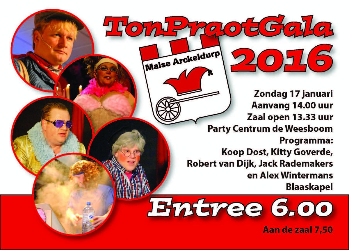 aanstaande zondag TonPraotGala 2016. Let op de laatste kaarten in de voorverkoop!