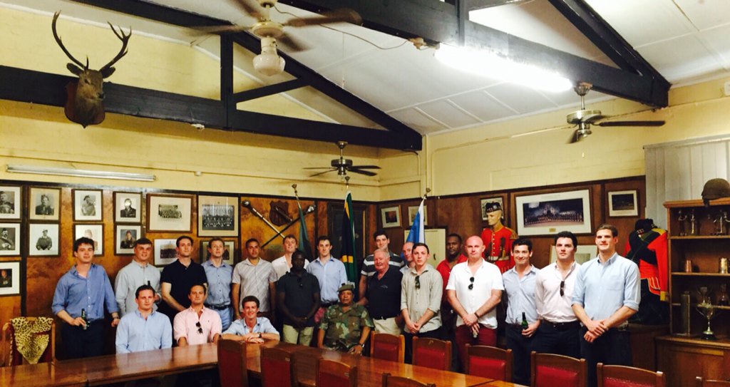 GuardsCricket's tweet photo. Lt Col Lott of The Cape Town Highlanders kindly hosting us in the Sgt's Mess of Good Hope Castle @Householddiv https://t.co/3DOioz22wU