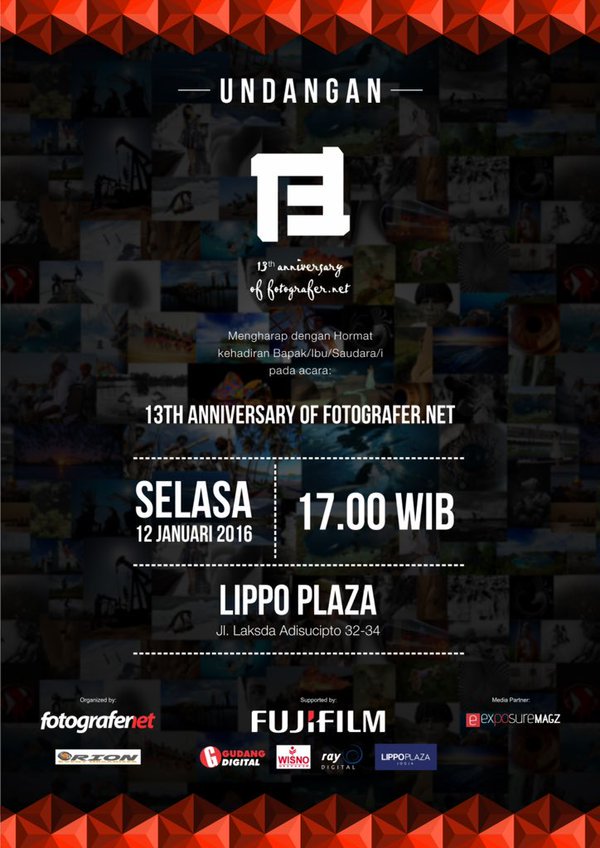 Undangan utk para pegiat &amp; komunitas2 fotografi di Jogja &amp; Jateng
HUT #FN13 <a href="/fotografernet/">Fotografer.Net</a> #FN13 - <a href="/hihastu/">Sambhrama Hs</a>
