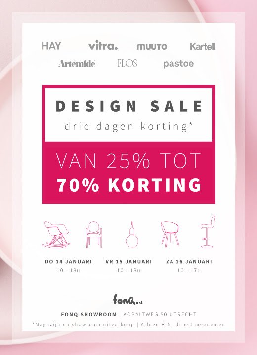 Designliefhebbers opgelet! <a href="/fonq/">fonQ</a> organiseert van 14 t/m 16 januari 2016 een Design Sale: passie4wonen.nl/2016/01/11/tip…