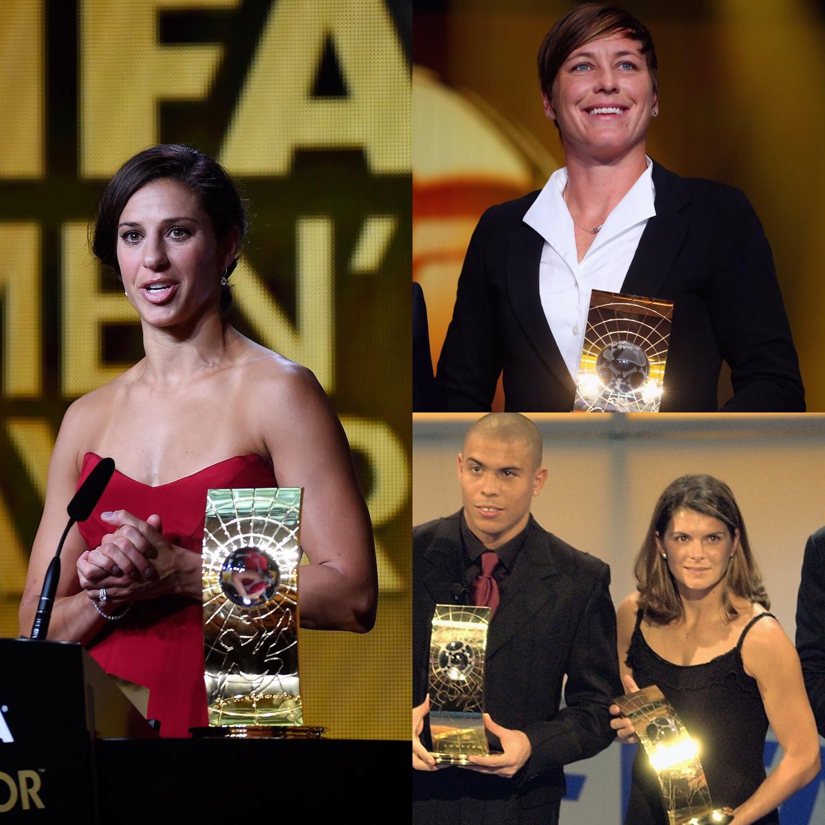 SportsCenter's tweet photo. Carli Lloyd is the 3rd American to win the FIFA Women's Player of the Year, joining Abby Wambach and Mia Hamm. https://t.co/e1l9hefyIt
