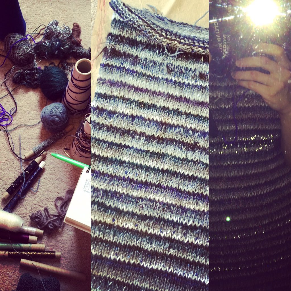 ZoePowellBest's tweet photo. A creative start to 2016 #designermaker #handknit #yarnstash #reflectiveyarn #textileupcycle #zerowaste #workaholic https://t.co/ViosXIV1OQ