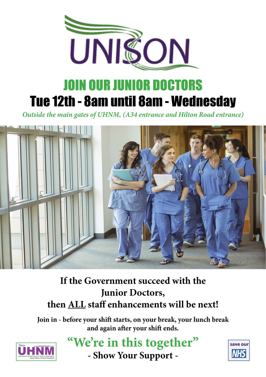 come and join the Junior Doctors <a href="/UnisonUhnm/">uhnm unison</a> <a href="/unisonwestmids/">UNISON West Midlands</a>