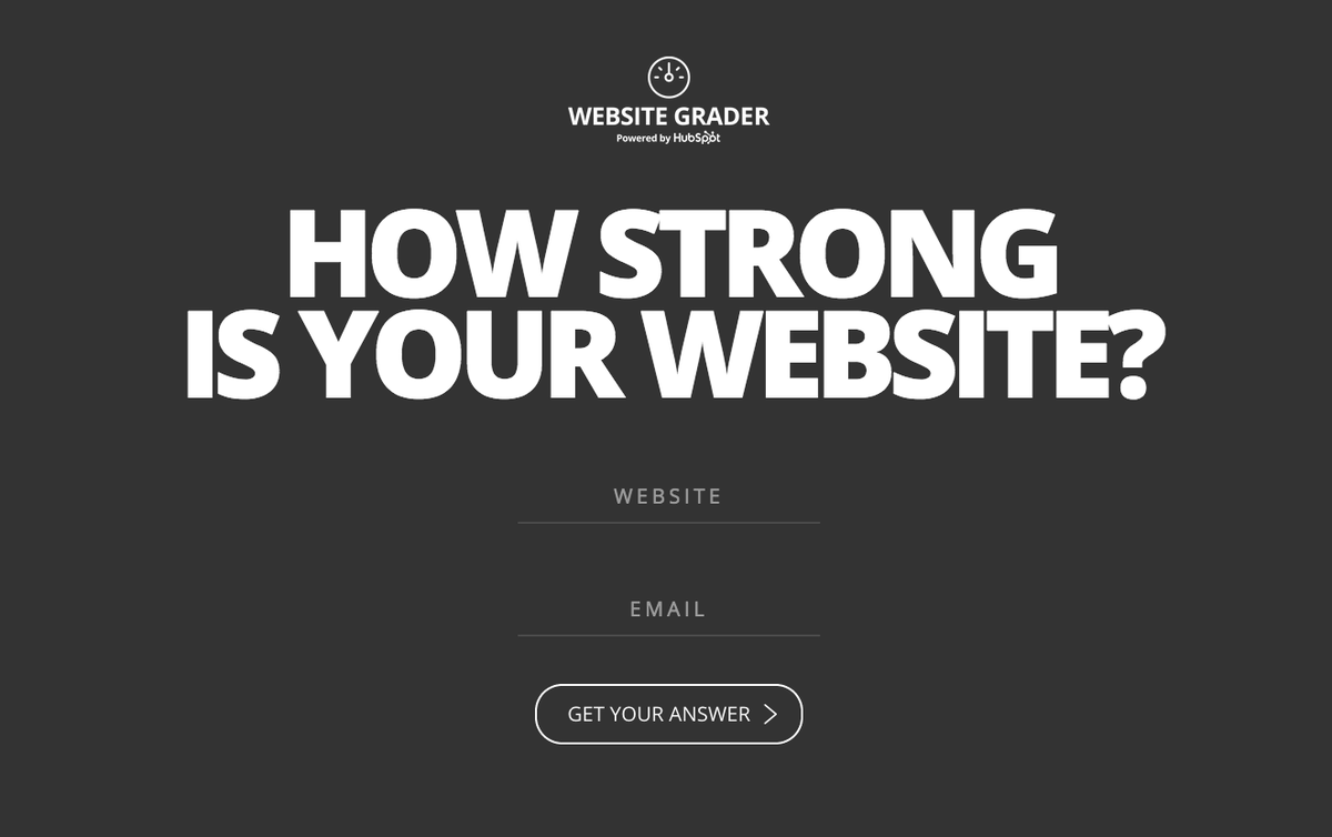 HubSpot's tweet photo. Website Grader will give you the fun kind of grade. Not like your high school report card. https://t.co/rkKAzm1Nzq https://t.co/ll2XEbvVjW