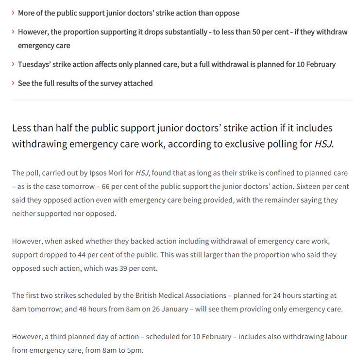 drbenwhite's tweet photo. #TimeToListen to the public. Majority in favour of Tuesday's #JuniorDoctorsStrike.
See @IpsosMORI Poll:
#NHS https://t.co/NOOUPBh6hr