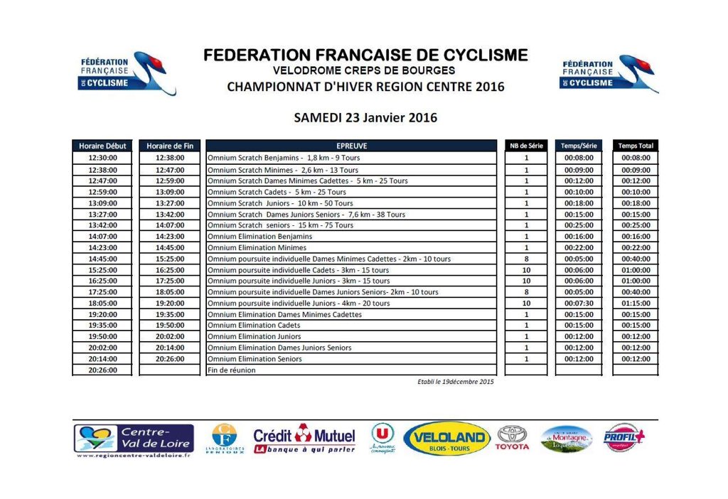 Programme de l'épreuve du 23 janvier