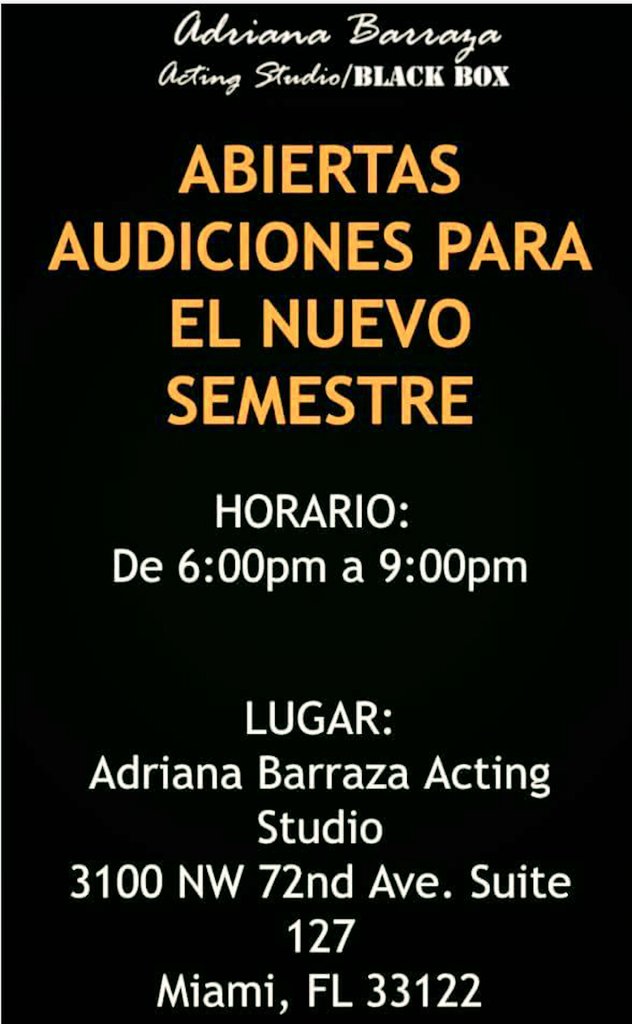 gatonick2's tweet photo. The best acting school in Miami! #audiciones para el nuevo Semestre! #actingSchool #actingClasses #actorslife #Miami https://t.co/1La51TjvKY