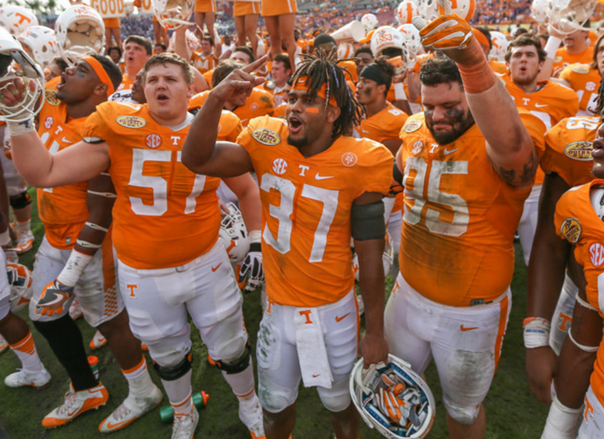 Vol_Football's tweet photo. #VolFact: @Randyboy37 became the #Vols all-time leader in games played with his 53rd game in the @outbackbowl #VFL https://t.co/D0oLVanesG