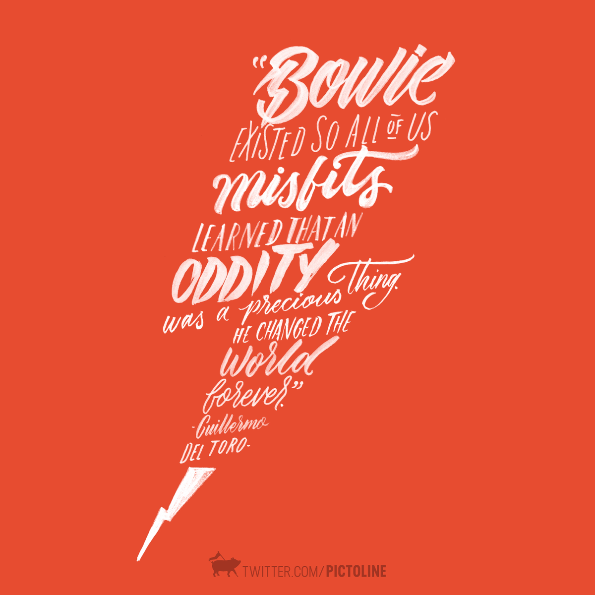 pictoline's tweet photo. La mejor frase que se ha dicho de #DavidBowie, cortesía de @RealGDT https://t.co/PzCeUR0EqE