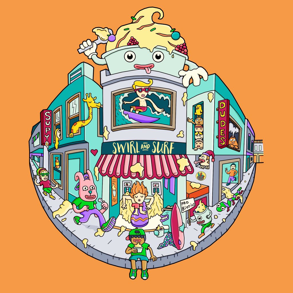 Danvillageart's tweet photo. Who loves #surfing and #froyo ? @Yogurtland @MyMenchies @SURFER_Magazine #surf #yogurt #illustration #artdirector https://t.co/o6lai5jr8o