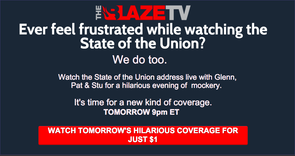glennbeck's tweet photo. Ever feel frustrated while watching the #SOTU? We do too.
https://t.co/75Wv1076xT https://t.co/rQBZ7yN9pw