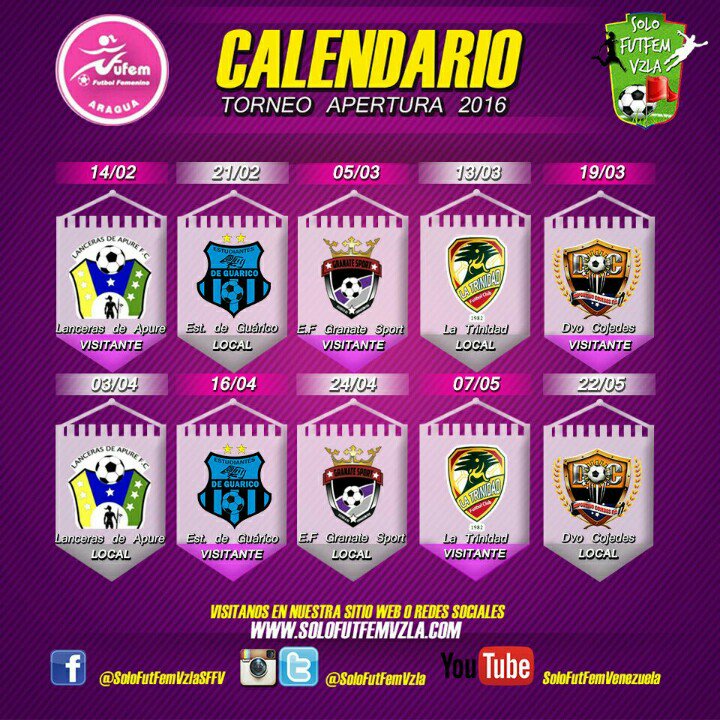 SoloFutFemVzla's tweet photo. El equipo de #SFFV les traerá calendarios de todos los equipos para la Liga Nacional 2016. https://t.co/cn8RpRxlQQ