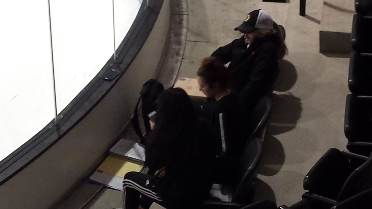 COACH_RAM's tweet photo. BHS GHOC players doing homework before their game! #truestudentathletes #timemanagementskill #GODRAGONS https://t.co/CrZ6XVNtwT