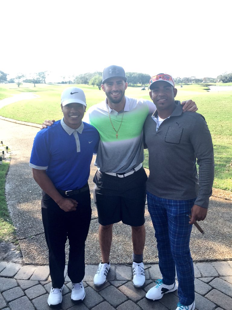 STR0's tweet image. Great day for a great cause. Cespedes won the long drive contest. Go figure. Lol @ynscspds @JDMartinez14