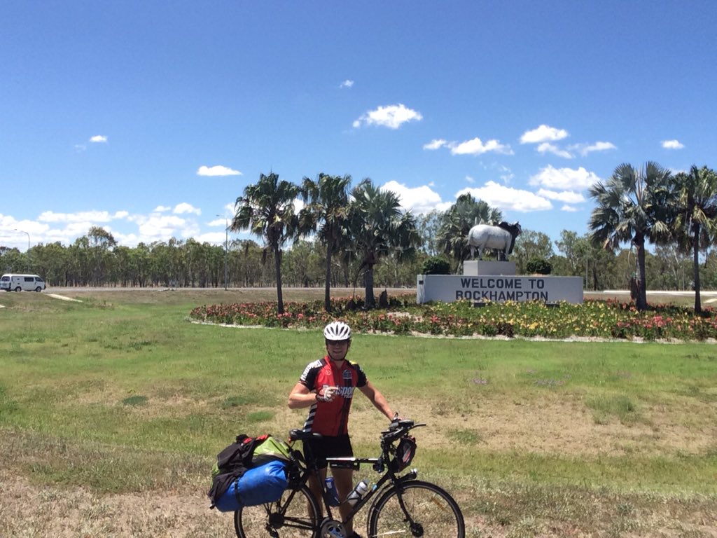 SuttonEd's tweet image. Crossing the Tropic of Capricorn for the 3rd time in 3 different continents! #Rockhampton #cyclingtheworld