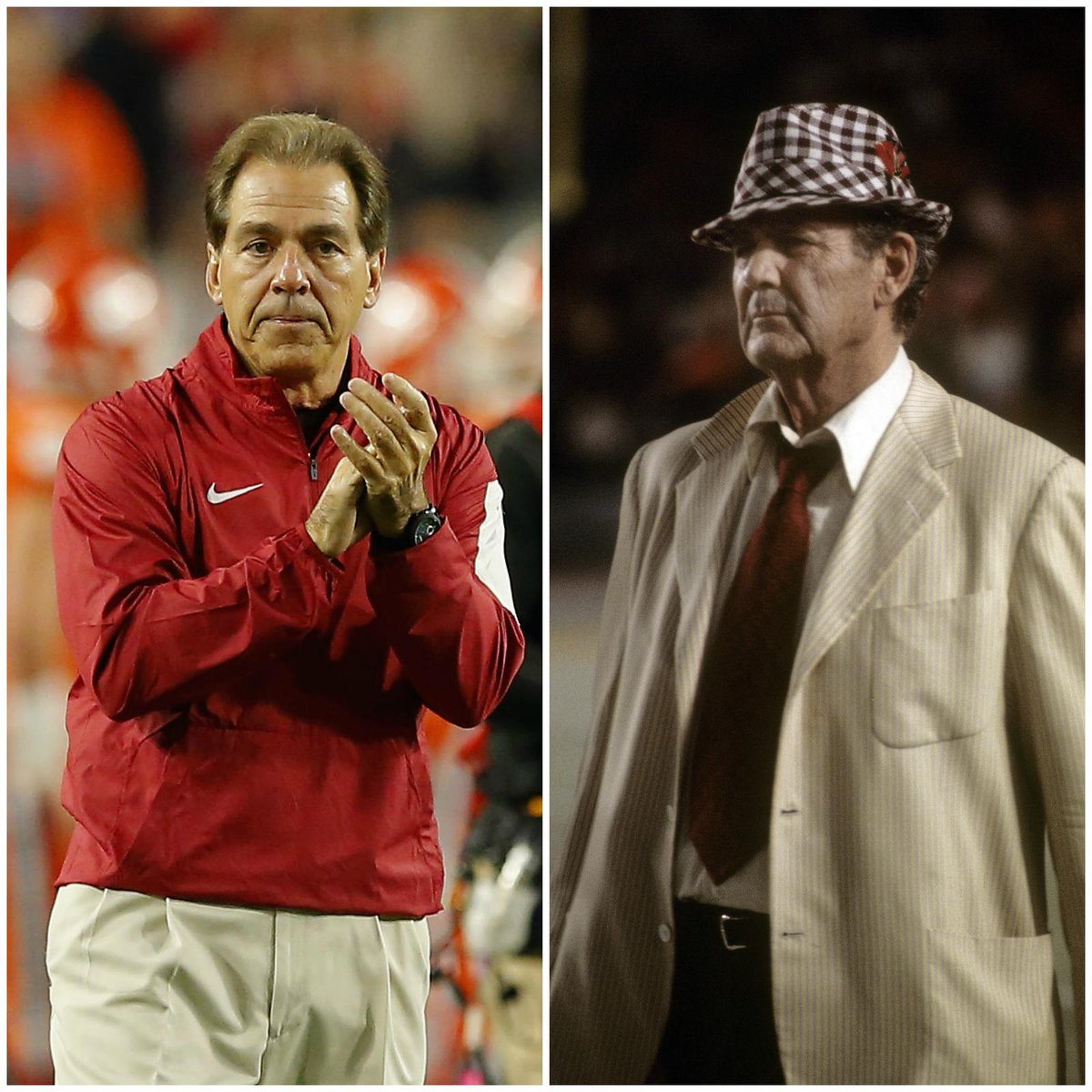 SportsCenter's tweet photo. Nick Saban joins Bear Bryant as only head coaches to win at least 5 national titles in the poll era (Bryant has 6). https://t.co/zvNiznSoWc