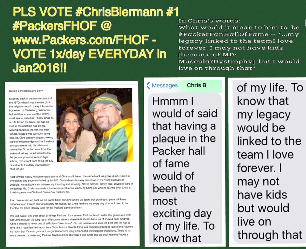 tamaraleighllc's tweet photo. Still time to VOTE 4 @packers #FanHOF ChrisBiermann nominee #NationalChampionship https://t.co/hlCK3qHuE2 https://t.co/7gJ5YdcoVj