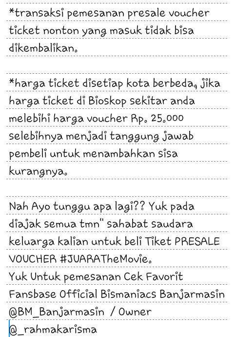 Nih kelanjutan soal Tiket Presale Voucher #JUARATheMovie