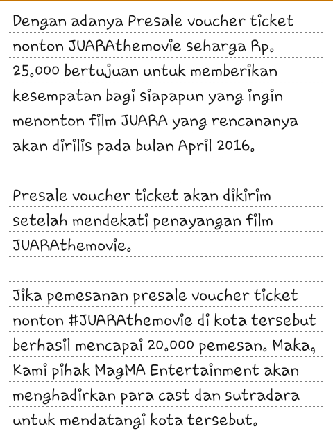 Masih ada yg nanya kenapa diadain Tiket Presale Voucher #JUARATheMovie nih >>>
