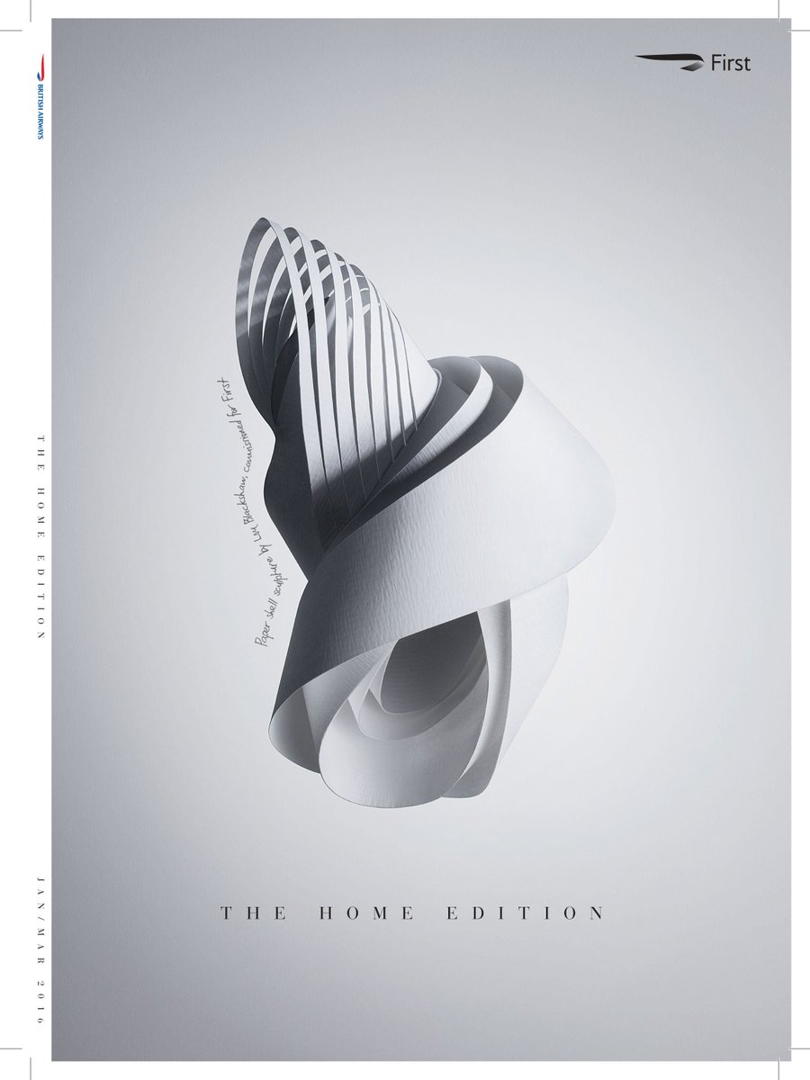 New year &amp; new work! I created this paper sculpture for the cover of First, <a href="/British_Airways/">British Airways</a> first class magazine.