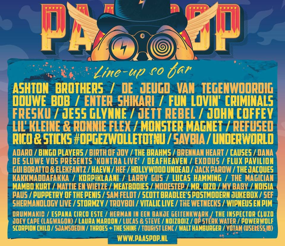 We'll be heading to The Netherlands to play <a href="/Paaspop/">Paaspop</a> Festival. Tickets here: paaspop.nl/tickets