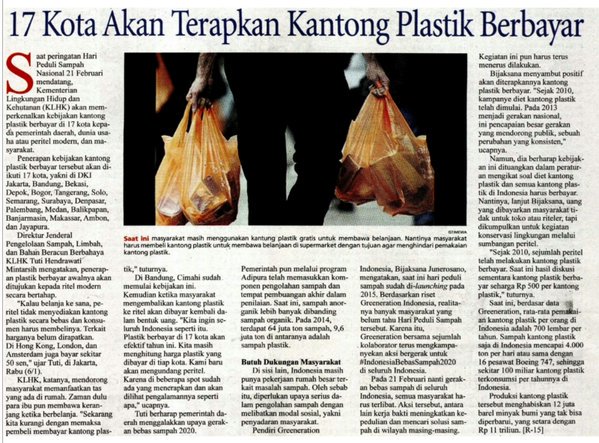 greenerationid's tweet photo. ini dia daftar kota-kota di Indonesia yg akan menerpkan plastik berbayar. Bandung siap memulainya 21 Februari 2016. https://t.co/sYwERgqsHN