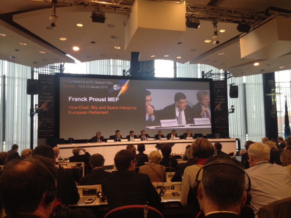 BriceLancon's tweet photo. #EUSpacePolicy16 Franck Proust MEP : need European commitment to launch with European launchers from EU Territory https://t.co/I8XYKX0k6g