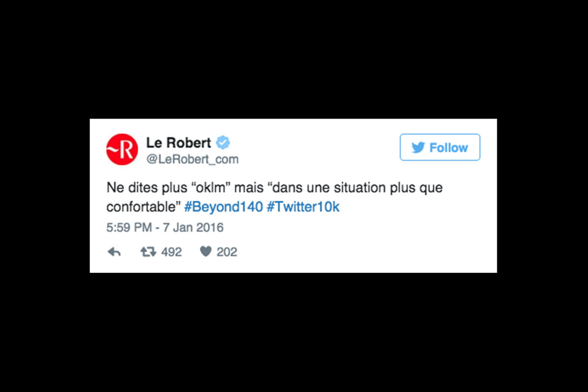 DansTaPub's tweet photo. .@LeRobert_com traduit le language des internautes sur Twitter https://t.co/9dDKU2eLEF https://t.co/LSjnJKFL1s