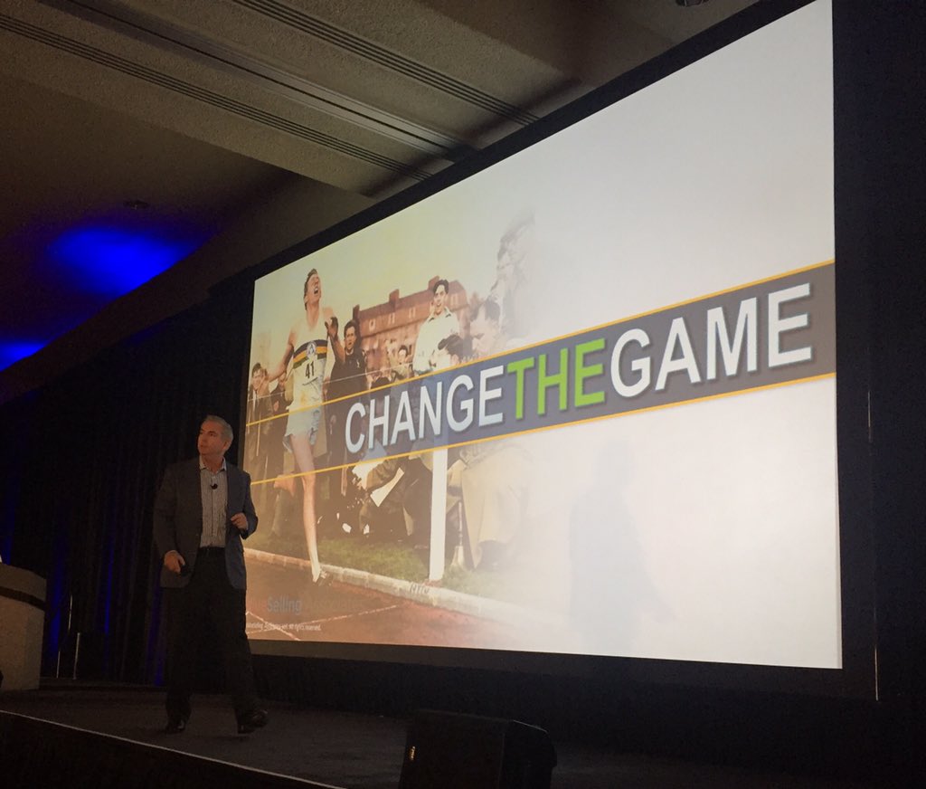 PolyCompany's tweet photo. .@JBBush takes the stage to talk #valueselling and how to Change the Game. #TEAMPolycom https://t.co/ebIFf9cGPh