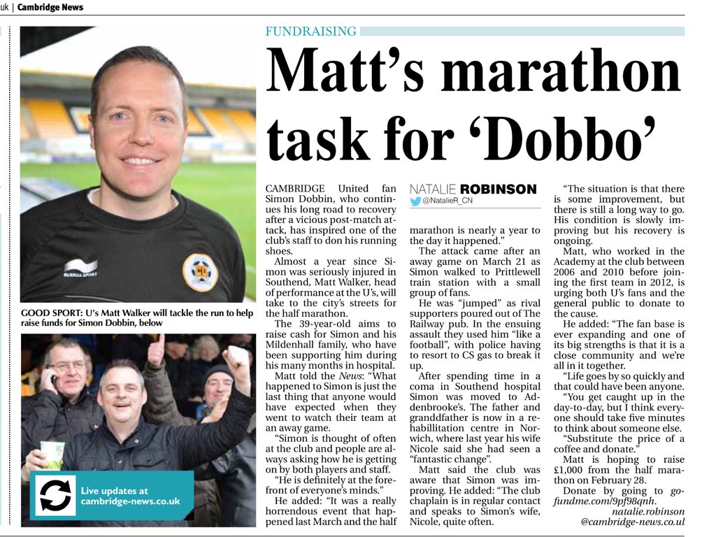 Thanks to the Cambridge News for covering the story
Please help to spread the word and donate if you can