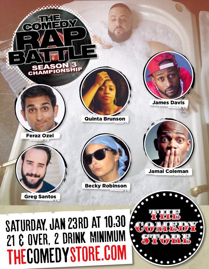 ComedyRapBattle's tweet photo. We've reached 3 YEARS! Our Season 3 Championship is JAN 23 @TheComedyStore Get tickets NOW! https://t.co/9wk6rvUwes https://t.co/Kzx4pjPvUb