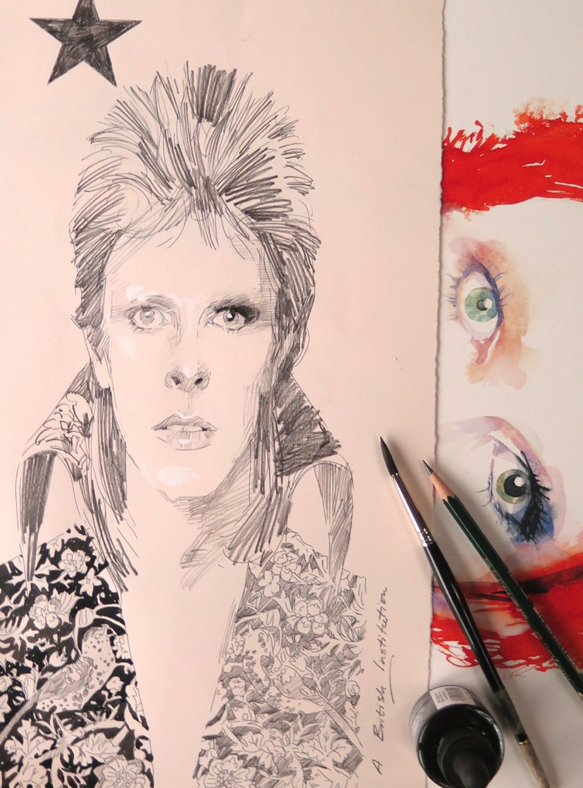 Mourning the loss of #DavidBowie-a #music #legend &amp; my #hero. Love his new #album, &amp; done this #sketch in #tribute.