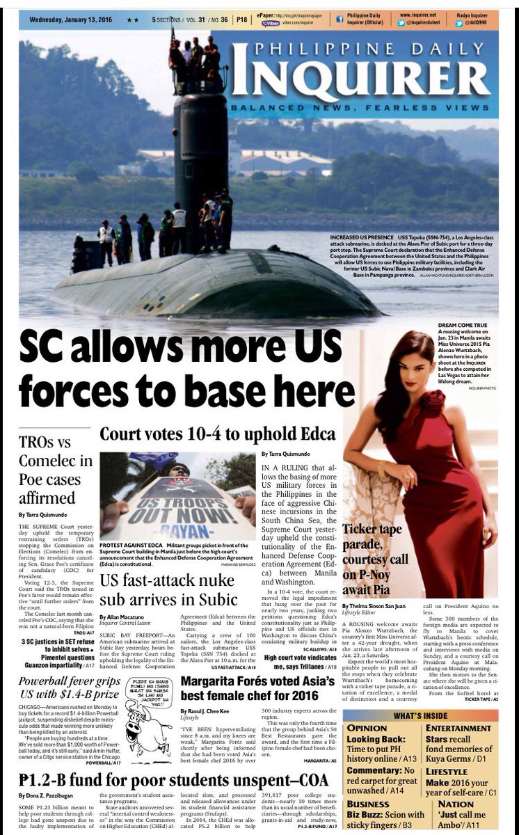 Inquirer Reporters (@team_inquirer) on Twitter photo Are you ready for <a href="/PiaWurtzbach/">Pia Wurtzbach Jauncey</a>'s homecoming? This and more in today's issue! Take a first look: Are you ready for <a href="/PiaWurtzbach/">Pia Wurtzbach Jauncey</a>'s homecoming? This and more in today's issue! Take a first look:
