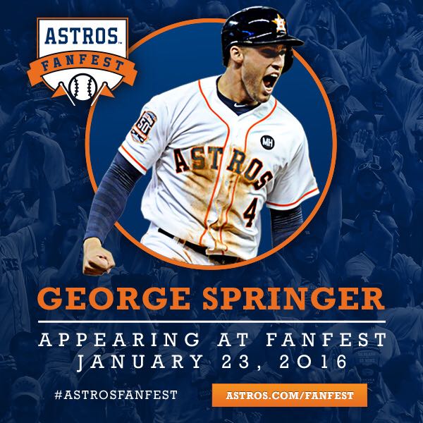 astros's tweet image. #Astros OF George Springer is confirmed for #AstrosFanFest on January 23! Vouchers/info at Astros.com/FanFest.