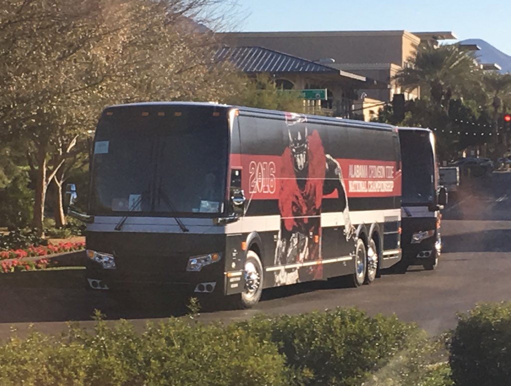 AlabamaFTBL's tweet photo. Getting ready to load up and head back to Tuscaloosa with the #NationalChampionship trophy in hand #RollTide https://t.co/JTvCxo6mfa