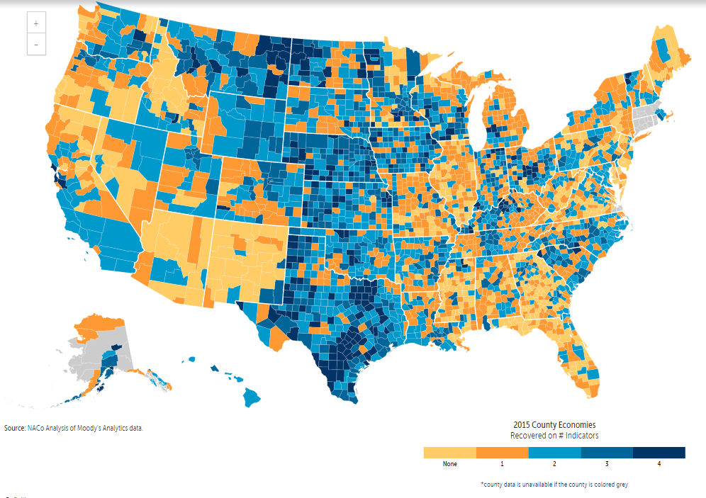 EricMorath's tweet image. Only 7% of U.S. counties have recovered from the recession, @NACoTweets study finds
