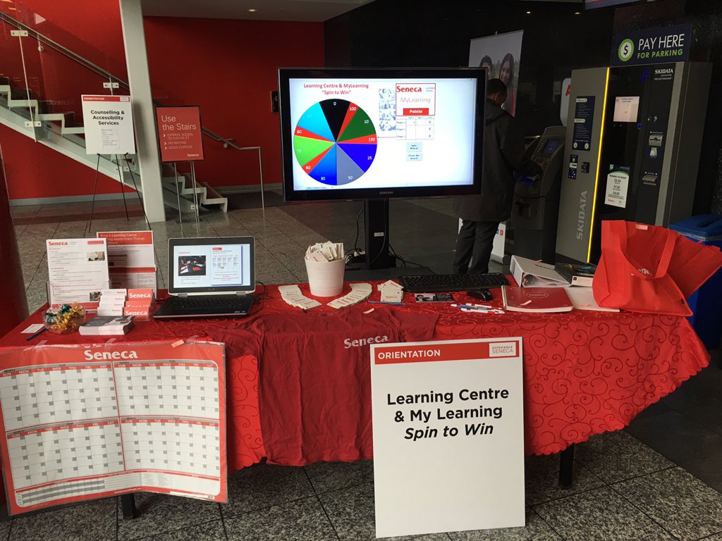 Prof_Tafish's tweet photo. Come spin and win at the #SenecaMyLearning table at Markham Campus https://t.co/xJ1SwFh5bZ