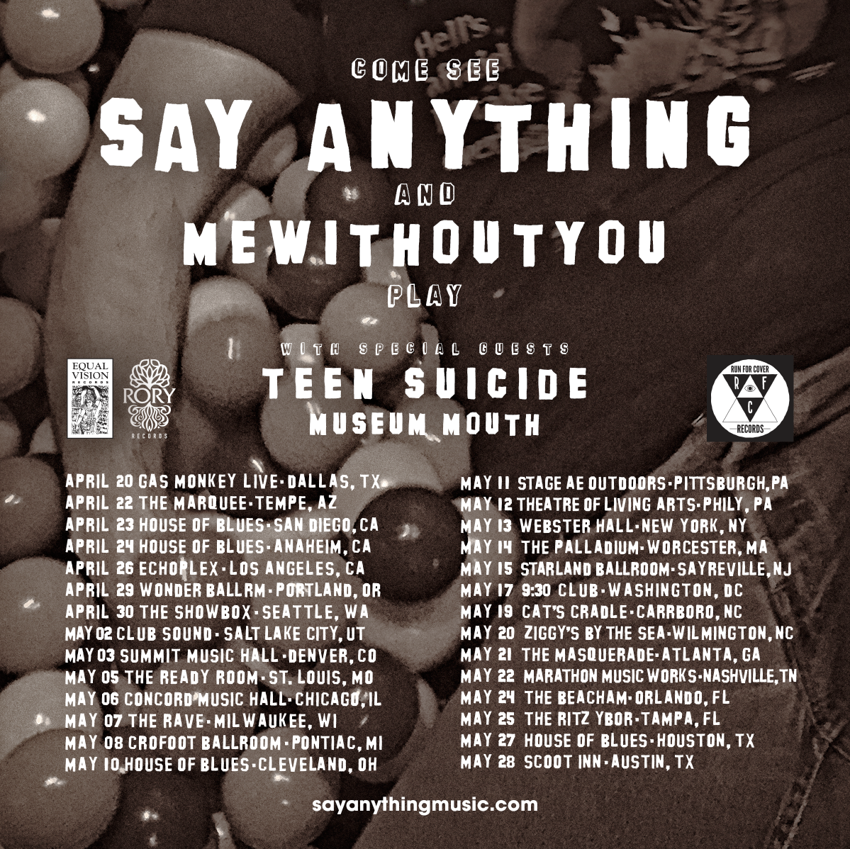 SayAnythingMuz's tweet image. Spring Tour w/ @mewithoutYou @fugazi420 @MuseumMouth. Pre-sale tickets available now! bit.ly/1P7Kw3b