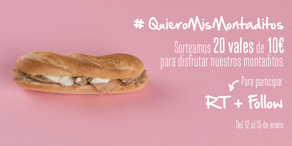 100montaditos's tweet photo. Sorteamos 20 vales de 10€ #QuieroMisMontaditos ✌

Para participar RT+Follow
BBLL: https://t.co/x6joRPYHrm https://t.co/3J7SODg1Hp