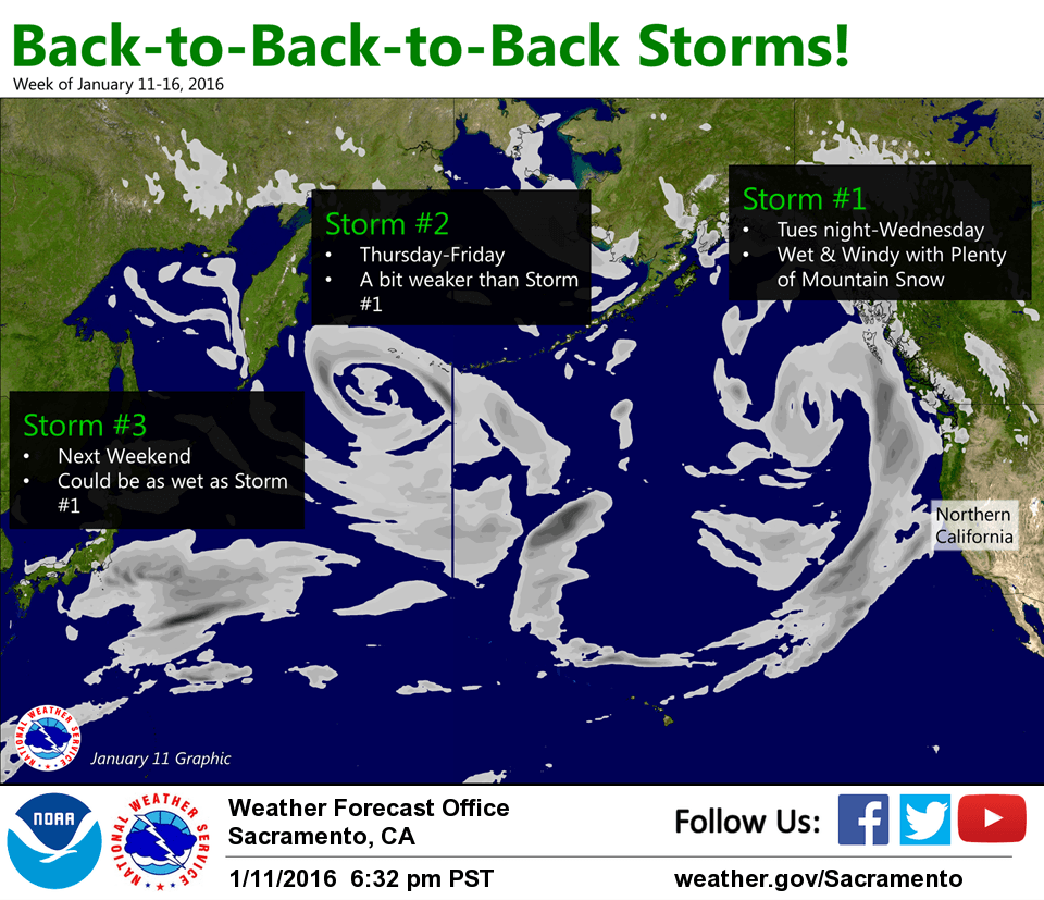 PaulRogersSJMN's tweet photo. Good News: Three more storms lined up to hit drought-stricken California over next week @cawx #cadrought https://t.co/0xA0ugkevF