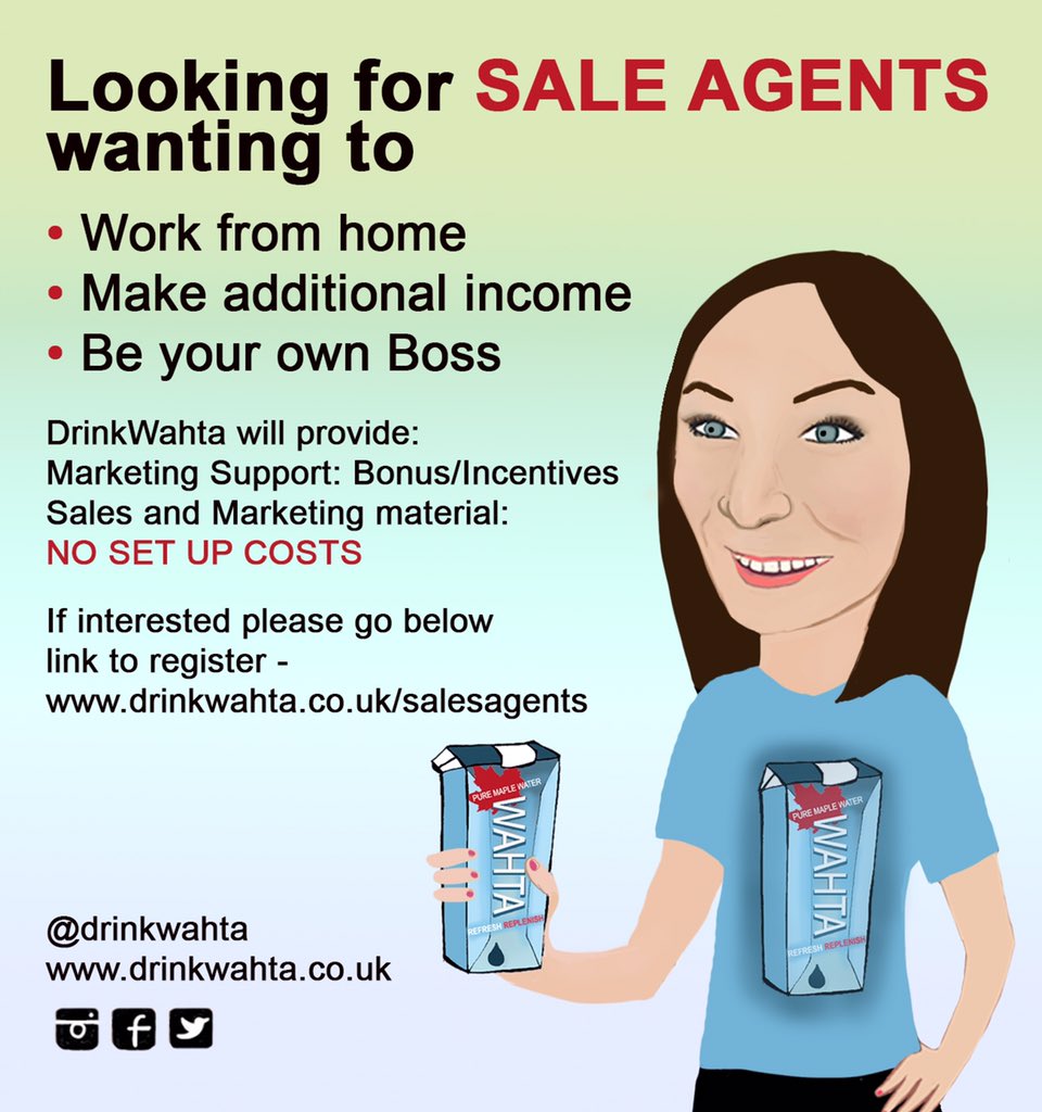 If you are looking for #extraincome the visit drinkwahta.co.uk/salesagents