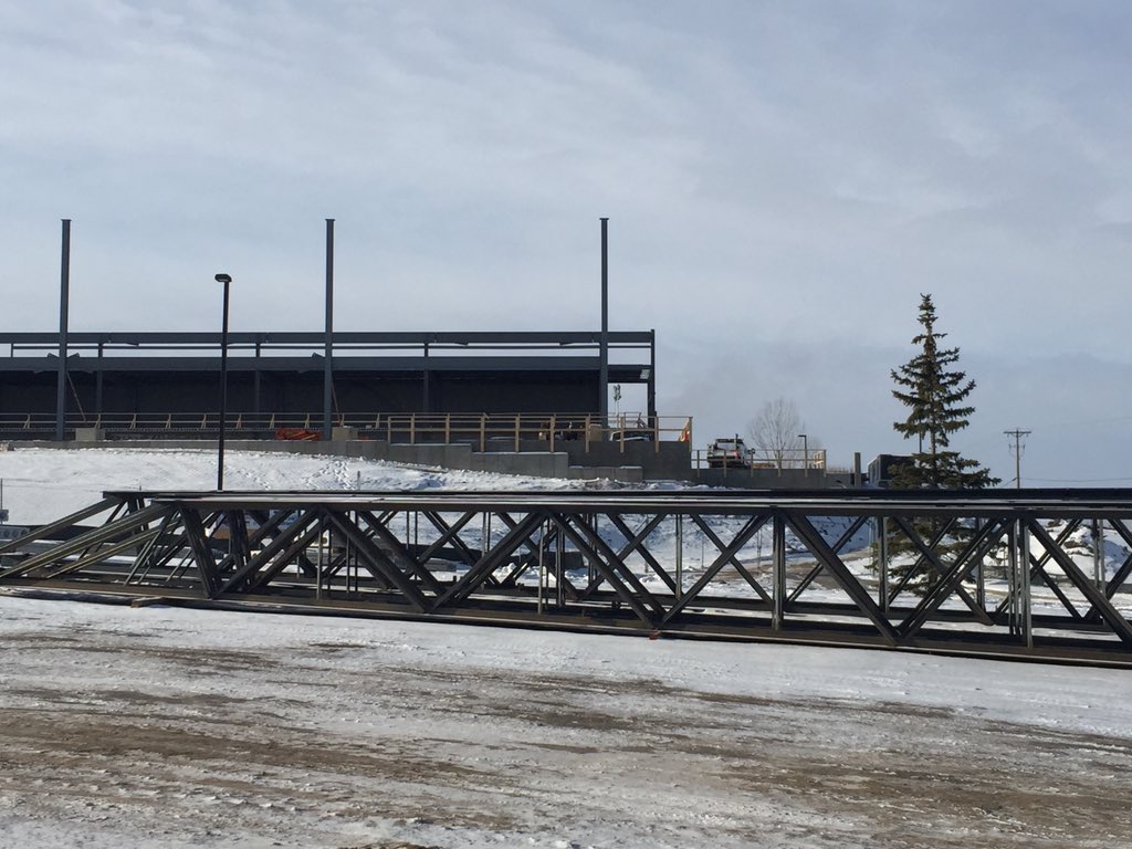 maysaarena's tweet photo. Construction continues in the bitter cold. Rolac crew is tough!!!!#expansion2015-16 https://t.co/nyK0QhMMij