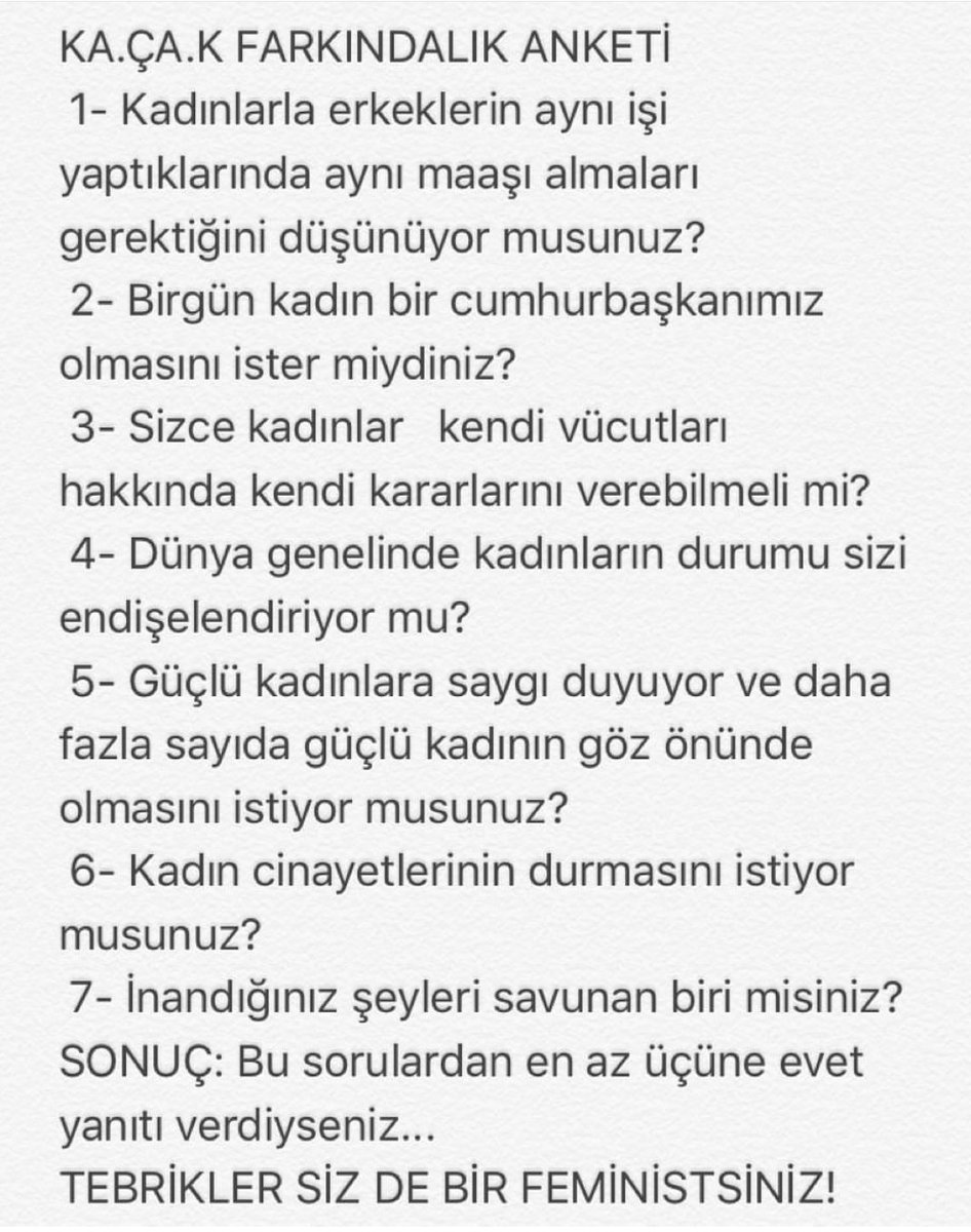 Farkındalık anketimizi gördünüz mü? 
#feminism #feminizm #feminizmherkesicindir