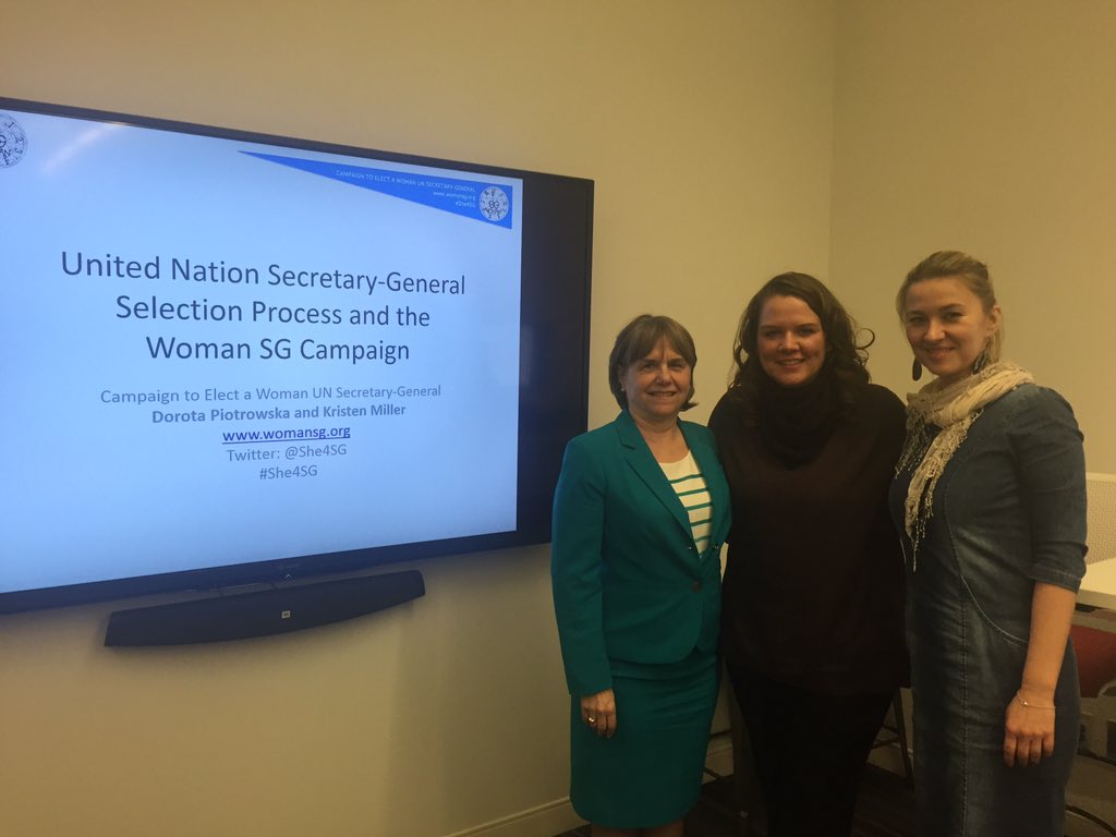 She4SG's tweet photo. Wonderful presentation today about #UNSG election and #She4SG campaign at @C_A_Bertini's class! Thanks to all! https://t.co/2TMlaOEkAm