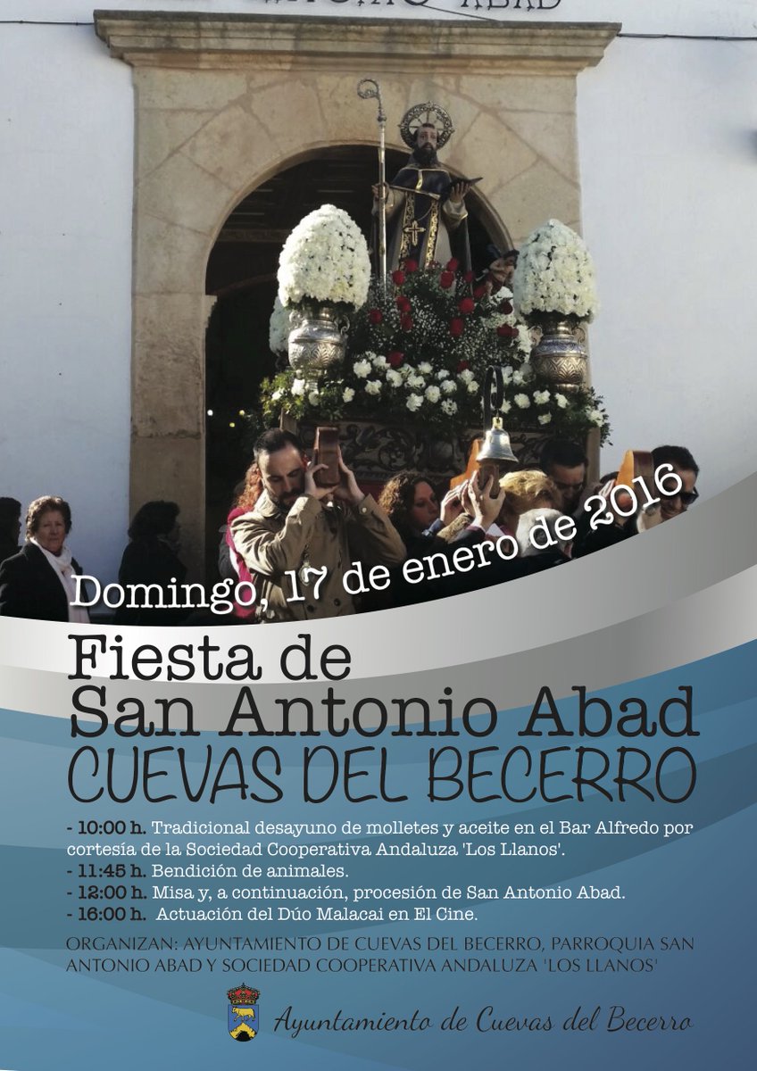 El domingo 17 de enero tendrá lugar la fiesta de San Antonio Abad en #CuevasdelBecerro.