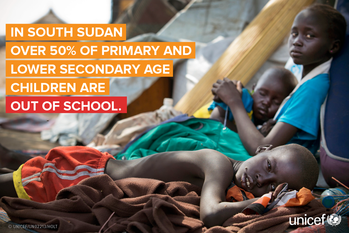 UNICEF's tweet photo. In #SouthSudan, over half of primary and lower secondary age children are out of school https://t.co/ndd5wrwmXh