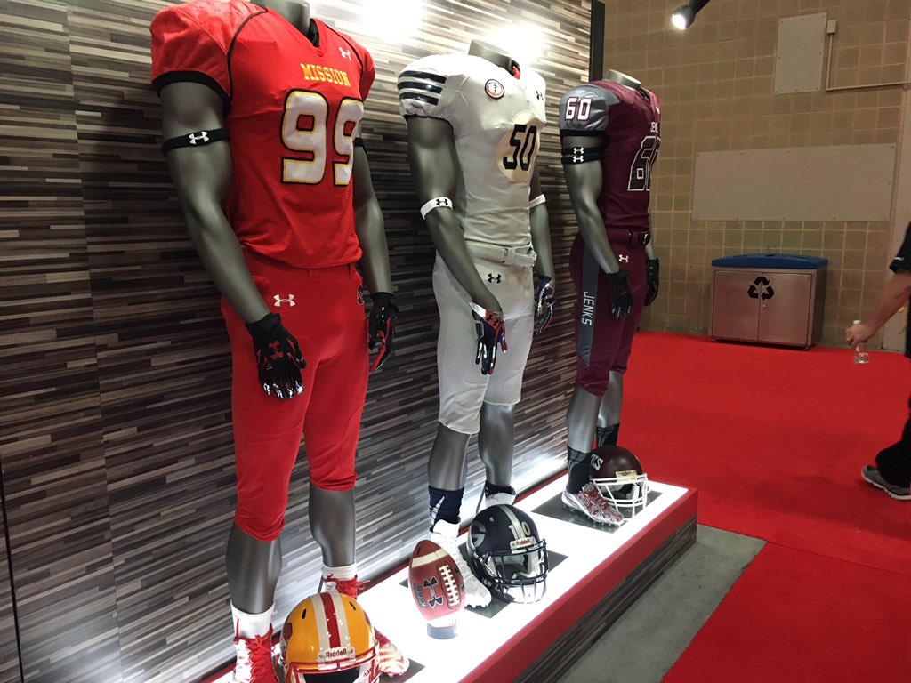 <a href="/missionfootball/">MissionViejoFootball</a> <a href="/GilmanFootball/">Gilman Football</a> <a href="/JenksFootball/">JenksTrojanFootball</a> uniforms at <a href="/UnderArmour/">Under Armour</a> booth at #AFCA2016