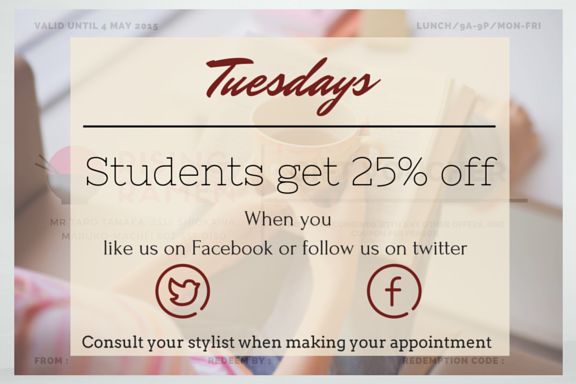 cfhairsalon's tweet photo. Tuesdays are for STUDENTS! Get 25% off when you like or follow Creative Fingers on social media. https://t.co/Xa8xzHCakc