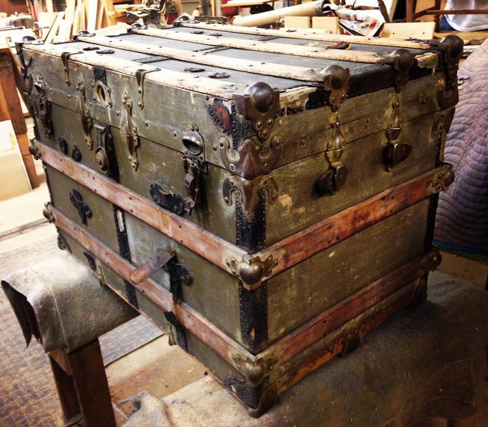 WestInteriorSvs's tweet photo. A turn of the century steamer trunk is in the shop for restoration. #pittsburgh #restoration #welovewhatwedo https://t.co/Bhy6UKxQGd